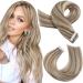 Moresoo real hair extensions tape in blond invisible tape in extensions real hair remy light brown with platinum blonde real hair extensions tape in for thin hair thick 20 pieces 50g/pack 40 cm #p9a/60 40 cm 1. #p9a/60