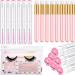 12 Pieces Eyelash Aftercare Bags 12 Lash Shampoo Brushes 12 Mascara Wands with Tubes 25 Lash Aftercare Cards 25 Refill Filler Lash Punch Cards Eyelash Makeup Accessories, 86 Pieces of Total (Pink)
