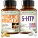 Boswellia Turmeric Curcumin Supplement + 5HTP Sleep Supplement Bundle Joint Health Support Sleep Aid & Occasional Stress Support with Ginger Root Organic Turmeric Powder 5 HTP & Calcium