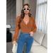 Fayenne Womens Tops Deep V Neck Cross Wrap Sexy Tops Polka Dot Mesh Long Sleeve T Shirt Casual Blouses XL Caramel - Buy Online on GoSupps.com