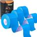 SUOAPAIQ Kinesiology Tape Precut (3 Rolls 60 Precut Strips) Waterproof Sports & Athletic tape for Athletes - Physio Elastic Sports Tape (Blue)