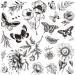 Tazimi 6 Sheets Black Flower Butterfly Temporary Tattoos For Women Girls Long Lasting Realistic Waterproof Fake Tattoos Arm Legs Chest Body Art Sketch Tattoo Stickers