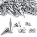 OIIKI 500PCS Silver ABS Bullet Spike Cone Studs  Assorted Sizes Screwback Rivets Cone Spike Studs Beads  Flat Back Punk Spikes DIY Crafts Decoration for Clothing Leather Belt Bag Shoes Jewelry Trims 6.7mm&8.8mm&11mm&12mm...