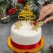 Gold Merry Christmas Cake Decoration Yule Log Cupcake Toppers (3 Piece Gold Leaf Holly Set) - Buy Online on GoSupps.com