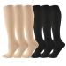 6 Pairs Compression Socks for Women and Men Circulation 20-30 mmhg Knee High Best Support for Athletic Running Cycling Hiking Medical Nurse Recovery Black & Khaki Large-X-Large