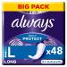 Always Dailies Protect panty liners for women Long (48 pads) Big Pack unscented breathable flexible 48 pieces (1 pack) NEW