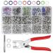 CHEPULA Craftsmanship DIY 200 Sets Metal Snaps Buttons with Fastener Pliers Press Tool Kit for Sewing and Crafting (10 Colors 9.5mm) (Hollow)