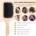Boar Bristle Paddle Hair Brush 2 Pack for Frizz-Free Hair - 4 Piece Set with Tail Comb & Gift Box - Ideal for Women, Men, and Kids - Brown - Buy Online on GoSupps.com