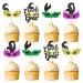 Cyodoos 24Pcs Masquerade Masks Cupcake Toppers Color Glitter Bachelorette Party Mask Cupcake Food Fruit Picks Masquerade Mardi Gras Party Baby Shower Birthday Party Cake Decor Supplies Masks1