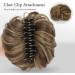 FESHFEN Claw Clip Messy Bun Hair Piece - Golden Brown Mixed Blonde Curly Wavy Updo Chignon Scrunchie for Women - Buy Online on GoSupps.com