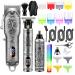 RESUXI Hair Clippers for Men Beard Trimmer Nose Hair Trimmer 3pcs Set,Cordless Professional Barber Clippers for Hair Cutting, Barber Supplies Grooming Kit for Men USB Rechargeable LED Display Grey