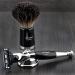 Premium Men's Shaving Kit: 3 Edge Razor Black Badger Hair Brush & Elegant Stand - Buy Online on GoSupps.com