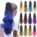 IMISSU Long Curly Ombre Color Claw Ponytail Hair Extensions Ponytail Clip in Hairpiece (Ombr Blue)