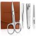 Sword crown nail scissors set nail care set Solingen Made in Germany travel set with nail file tweezers and nail clippers (brown) 4 Set brown