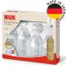 Nuk Nature Sense Baby Bottles Starter Set | 0-18 Months | Anti-Colic BPA-Free | 9-Piece Gray & White Set with Pacifier & Bottle Brush - Buy Online on GoSupps.com