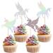 Gyufise 24Pcs Unicorn Cupcake Toppers Wing Unicorn Laser Silver Glitter Unicorn Horn Cupcake Picks for Baby Shower Birthday Wedding Engagement Party Cake Decorations Supplies