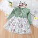 Haokaini Toddler Baby Girls Floral Dress | Long Ruffle Sleeve | Cotton Ribbed | Bow Splicing | Princess Tutu Skirt | Fall Clothes Set | 18-24 Months | Green - Buy Online on GoSupps.com