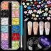 3D Flowers for Nails Art Colorful Charms Set 1 with Caviar Beads  Blossom Rhinestones Crystal Kit Pearls Acrylic Studs DIY Design Manicure Accessories for Women Girls Decoration 01-3D Nail Flower Set 1