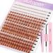 Eyelash Clusters Extension Kit 40D+60D Mix 12-18mm Individual Lashes with Bottom Lashes With Tweezer Lash Glue Manga Wispy Cluster Lashes DIY at Home (Brown-SET2)
