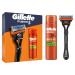 Gillette fusion 5 wet razing men gift set 1 razor + 1 razor blade + fusion ultra sensitive beard care razor gel 200 ml gift for men gift set with razor gel