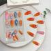 3D Oranges Press-On Nails | Medium Almond Summer Fruit Fake Nails | Full Cover Acrylic French Tip - 24 Pcs for Women - Buy Online on GoSupps.com