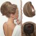 Feshfen hair part dutt with COMB short hair part horse tail haardutt chignon synthetic hair parts artificial hair dutt extensions with comb cord strain for women light brown mix natural blonde