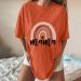 Mama Rainbow Print T Shirt for Women - Funny Letter Graphic Tee - Plus Size Summer Casual Blouse - D-Orange Large - Buy Online on GoSupps.com