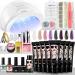 Morovan Poly Gel Nail Kit with Everything Nail Extension Gel Kit with 48W LED Nail Lamp 8 Pcs 0.5oz Poly Gel Nail Kits with U/V Light Starter Kit Nail Supplies A-Dark Purple