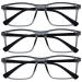 Opulize ink long -distance glasses 3 -way short -sightedness Large rectangular frame spring hinges scratch -resistant gray men MMM4-7 -1.50 -1.50 Dioptria Transparent gray front with black arms