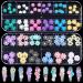 48pcs 3d flowers for Butterfly Nail Art Charms Glitter Decals Decoration Nail Flower Flat Design Acrylic Nail Art Stud 2021 for Women wedding DIY Manicures Jewelry Salon Nail Accessories Supplies
