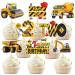 48 Pcs Construction 2nd Birthday Cupcake Toppers Decorations
