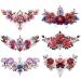 Konsait Colorful Chest Temporary Tattoos for Women Girls Large Adult Temporary Tattoos Rose Flower Jewel Fake Tattoos for Women Sexy Tattoos Last Long Realistic Body Tattoos on Chest Back Tummy