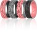 ThunderFit Silicone Bands for Women - Breathable Round Pattern Design 6.8mm Wide 1.8mm Thick Black-Light Red B, Black-Grey A, Grey A-Light Red B, Light Red B-Black 3.5 - 4 (14.9mm)