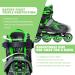 2PM SPORTS Torinx Adjustable Inline Skates - Orange/Red/Green Black - Beginner Roller Blades for Kids - Green Medium - Big Kid (1-4 US) - Buy Online on GoSupps.com