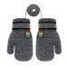 Girls Boys Cute Fox Knitting Short Full Finger Gloves Toddler Kids Winter Thermal Plush Lining Cycling Camping Gloves Mitten for 1-3 Yrs Bear/Deep Grey
