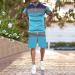Men's 2022 Summer Short Sleeve T-Shirt & Shorts Set, Stylish Sky Blue 2-Piece Outfit, Breathable Sport Suit - Size 3X-Large - Buy Online on GoSupps.com