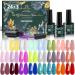 Anicco 27 Pieces UV Nail Polish UV Colour Gel Set Reflective Sparkling Shellac Nail Polish UV Gel Nail Polish Set for Beginners and Professionals 24+3B