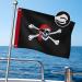 XIFAN Premium Pirate Jolly Roger Flag for Boat 12x18 Inch, Embroidered Red Bandanna Skull and Cross Bones, Heavy Duty Tough Nylon Small Mini Flags Outdoor for Yacht, with Brass Grommets/Weather and Fade Resistant