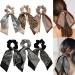 6Pcs hair bands scarves Bowknot hair hair tie for women girls double layer chiffon elastic hair tie ponytail holder hairprint bandana