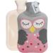 OliviaLiving Hot Water Bag Hot Water Bottle 2 Liter Heat Up and Refreezable Hot Cold Pack with Knit Cover for Pain Relief Hot Cold Therapy Cartoon Owl (Pink)