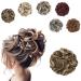 GIRLSHOW Messy Curly Big Hair Scrunchies Hairpieces 2.82 ounce Hair Bun Extensions Synthetic Donut Updo Hair Pieces for Women Girls (Ash Blonde & Medium Golden Brown Mixed -60)