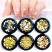 SILPECWEE 3D Gold Nail Charms Kit with Tweezers - DIY Nail Decoration Set - Buy Online on GoSupps.com