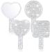 Bucherry 3 Pcs Rhinestone Hand Mirror Heart Shaped Bling Dazzling Hand Held Mirrors Square Round Shape White Cosmetic Portable Decorative Personal Makeup Mirrors for Women Girls Wedding Gift