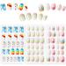 72 Pieces Kids False Nails Press on Artificial Nail Girl Fake Fingernail Kit Full Cover Short for Girls Children Nail Design Decoration 3 Boxes (Rainbow Theme)
