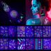 12 Sheets Glow In The Dark Tattoo Neon Temporary Makeup, Rave Festival Accessory, Fake Face Butterfly Tattoo UV Blacklight For Women Party Supplies(Stylish Style)