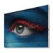 DesignQ Female Eye With Blue Paint On Face & Red Balls Modern & Contemporary Wood Wall Decor Red Wood Wall Art Large People Wood Wall Panels Printed On Natural Pine Wood Art
