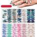 12 Sheets Gradient Marble Nail Polish Strips Stickers Self Adhesive Starry Full Nail Wraps Stickers Gel Nail Art Decal Strips with Nail File for Women Girls Manicure Decoration