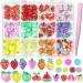 3D Fruit Cartoon Nail Charms Assorted Grapes Peach Green Watermelon Lemon Cherry Strawberry Pineapple Carrot Fruits Nail Art Charms Color Slices Nail Charms with Pickup Tool DIY Nails Decor