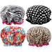 Lakifmo shower hood women 4 pieces luxury double layer satin shower hood children reusable waterproof elastic shower cap for spa salon multi -colored