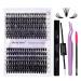 Eyelashes extensions set diy eyelash extension kit diy lash extensions cluster eyelash set diy eyelash extensions set individual eyelashes with glue kit (12-16) mm kit-30d+40d-c curl